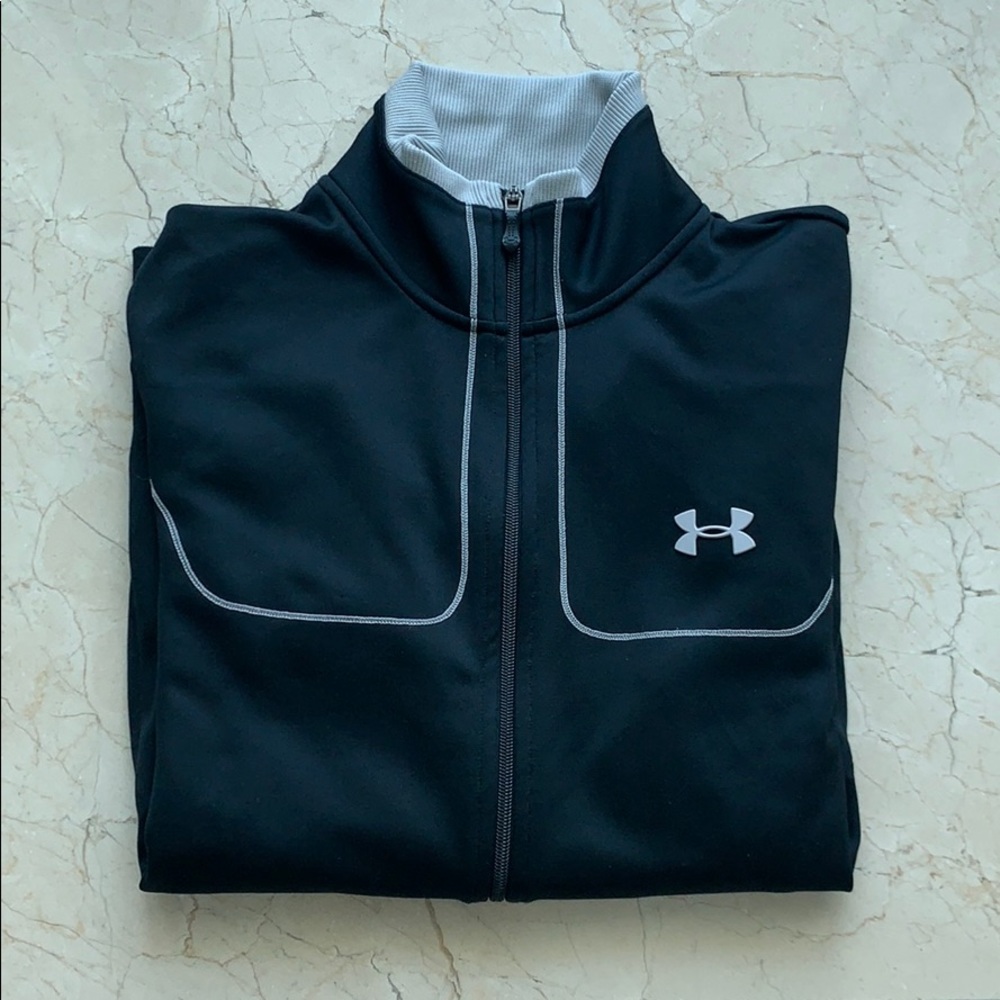Under Armour Black Grey Track Full Zip Up Jacket
